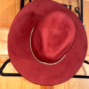 Elegant Burgundy Women's Hat with Silver Accent